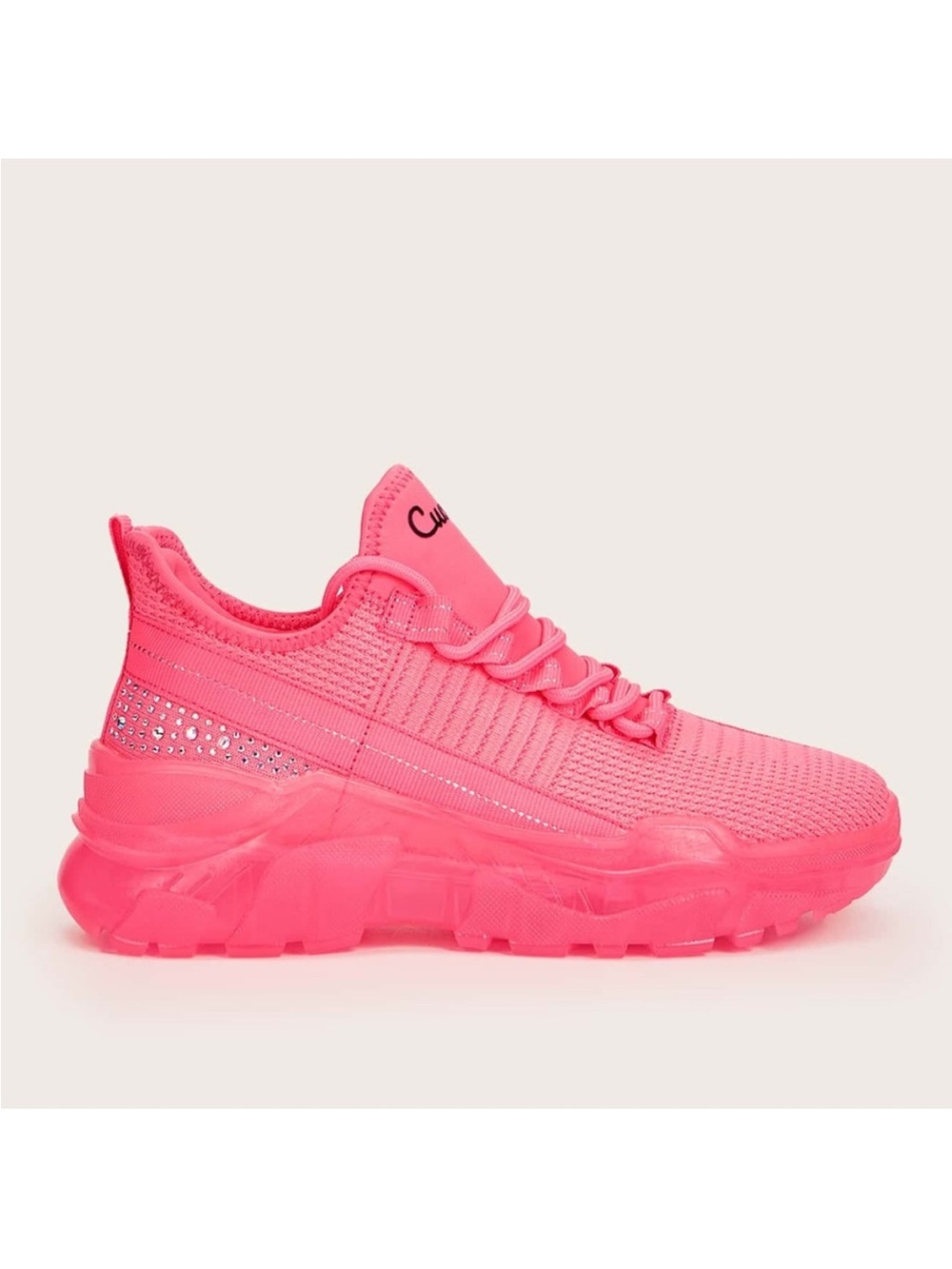 CUCCOO Sneaker in Bright Pink with Rhinestone Detail 8